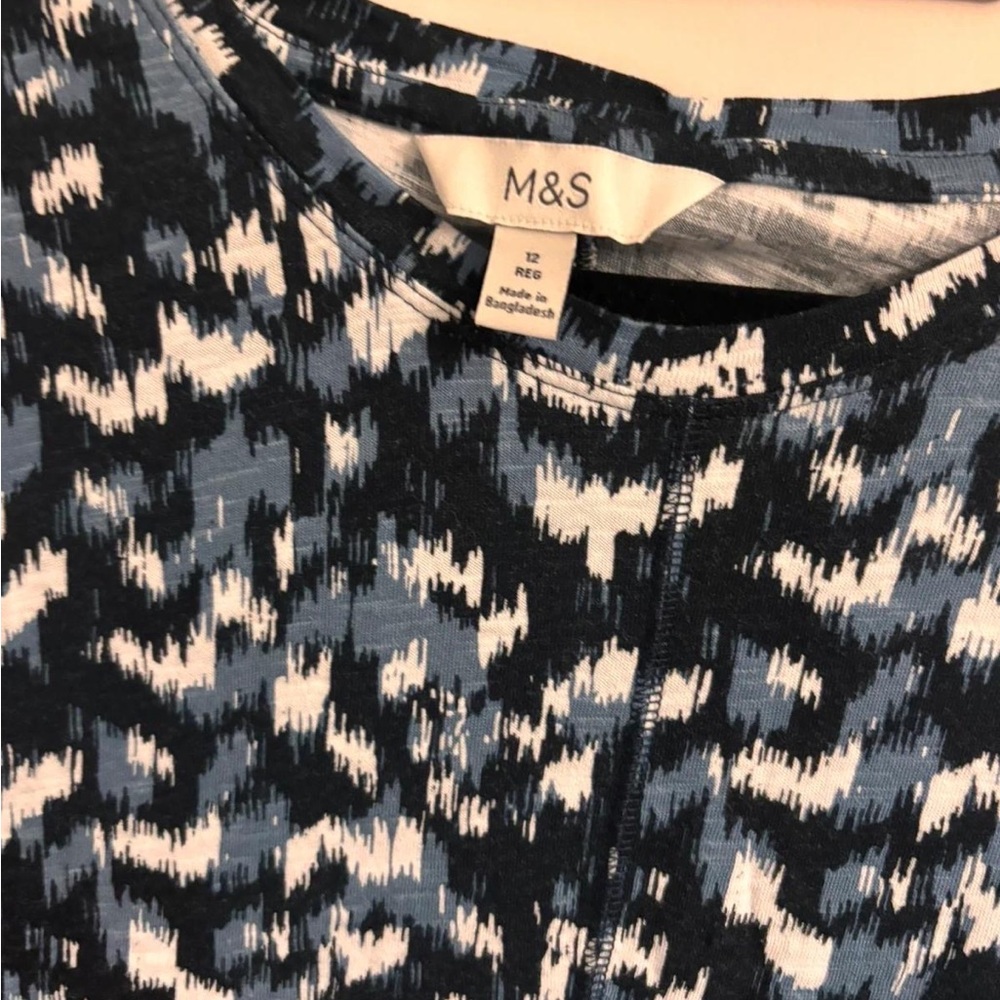 Marks & Spencer Blue and White Patterned Dress